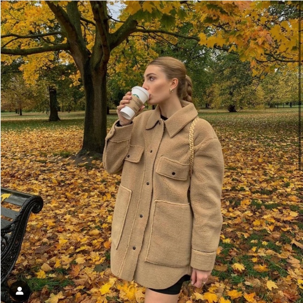 NEW Zara Double Faced Teddy Shacket Overshirt - M